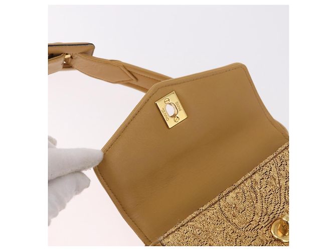 Marsupio CHANEL in raso oro con CC Auth 187614SAM D'oro - vista 16