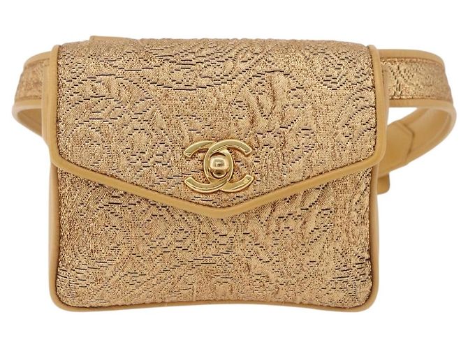 Marsupio CHANEL in raso oro con CC Auth 187614SAM D'oro - vista 2
