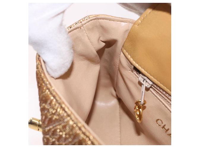 Marsupio CHANEL in raso oro con CC Auth 187614SAM D'oro - vista 22