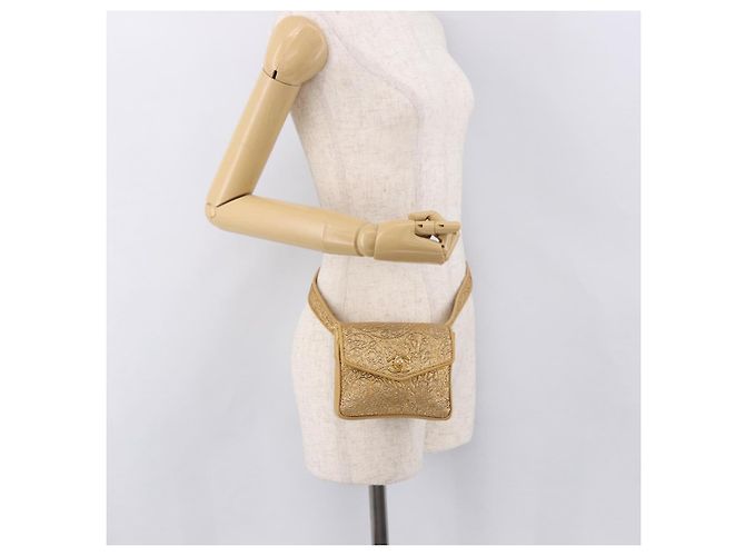 Marsupio CHANEL in raso oro con CC Auth 187614SAM D'oro - vista 26