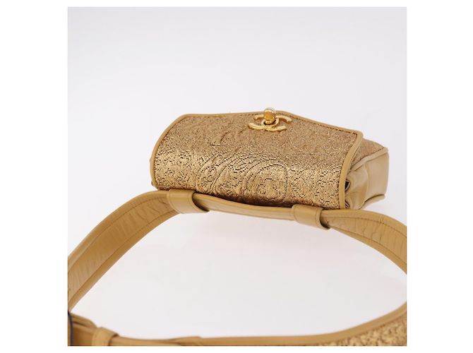 Marsupio CHANEL in raso oro con CC Auth 187614SAM D'oro - vista 6