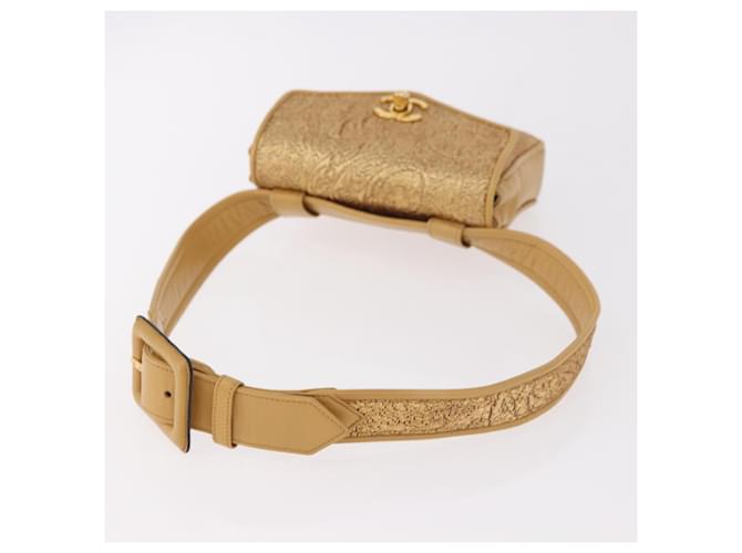 Marsupio CHANEL in raso oro con CC Auth 187614SAM D'oro - vista 7