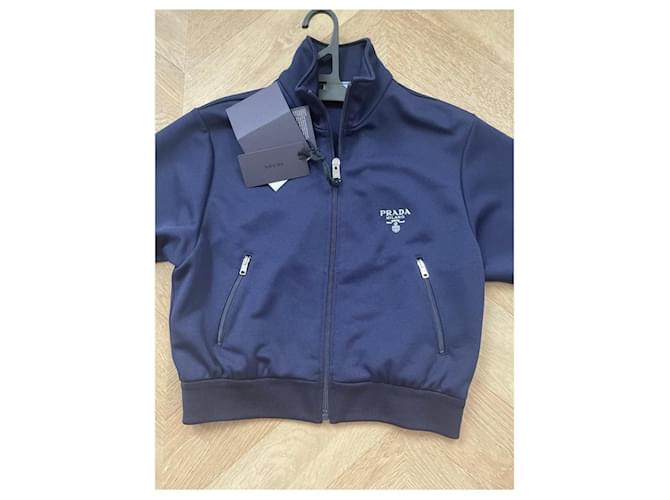 Giacca corta Prada blu navy in cotone - vista 2
