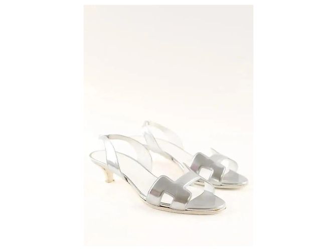 Hermès Absatzschuhe aus Leder silber Größe 37 - Ansicht 3