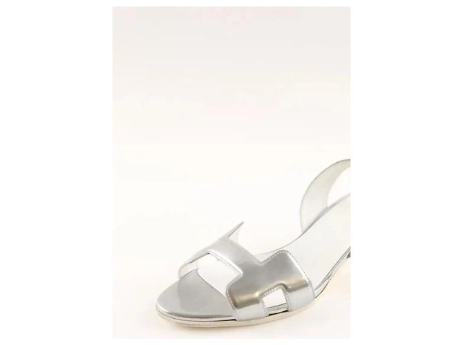Hermès Absatzschuhe aus Leder silber Größe 37 - Ansicht 5