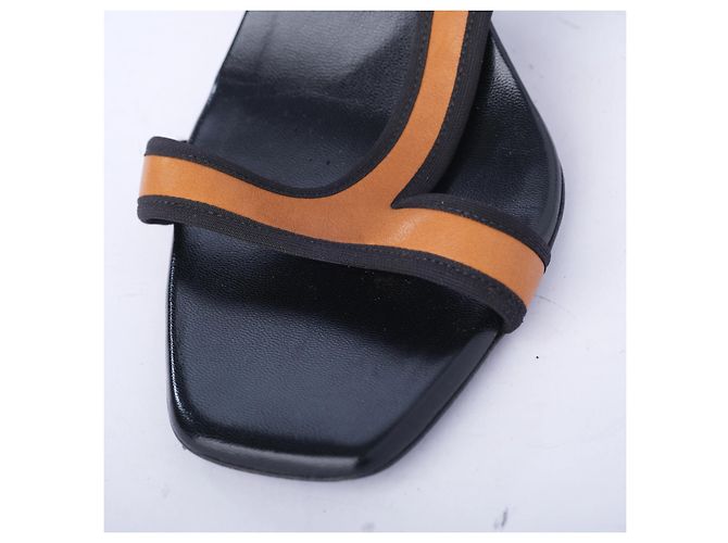 Gucci Leather Colorblock Pattern T-Strap Sandals Brown - view 4