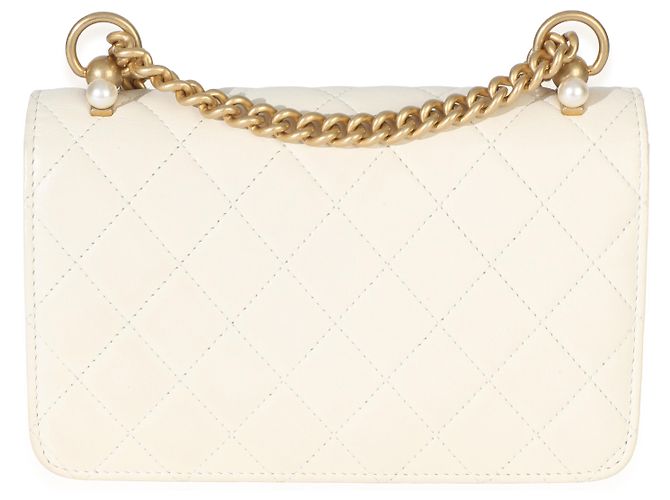 Wallet On Chain Portafoglio con catena Chanel White Quilted Calfskin Pearl CC Bianco - vista 2