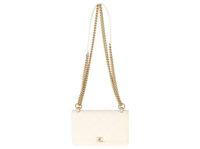 Wallet On Chain Portafoglio con catena Chanel White Quilted Calfskin Pearl CC Bianco - vista 5