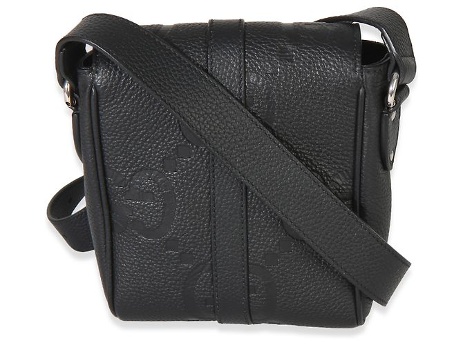 Borsa a tracolla piccola Gucci Black Piuma Calfskin Jumbo GG Embossed Small Messenger Bag - vista 2