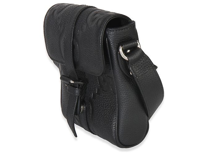 Borsa a tracolla piccola Gucci Black Piuma Calfskin Jumbo GG Embossed Small Messenger Bag - vista 3