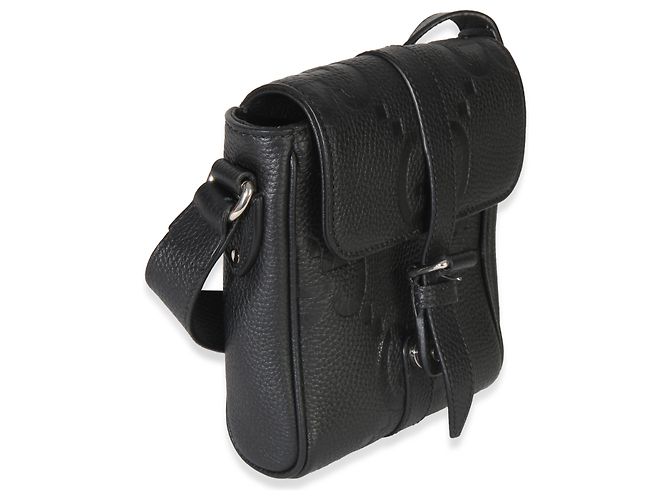 Borsa a tracolla piccola Gucci Black Piuma Calfskin Jumbo GG Embossed Small Messenger Bag - vista 4