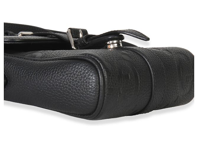 Borsa a tracolla piccola Gucci Black Piuma Calfskin Jumbo GG Embossed Small Messenger Bag - vista 7