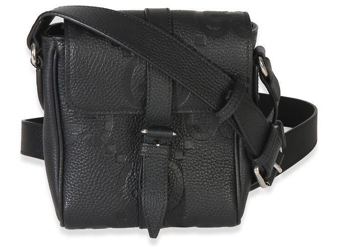 Borsa a tracolla piccola Gucci Black Piuma Calfskin Jumbo GG Embossed Small Messenger Bag - vista 8