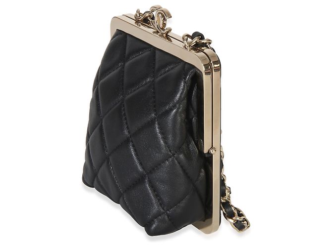 Clutch Chanel Black Quilted Lambskin CC Frame Clutch Con Catena Nero - vista 3