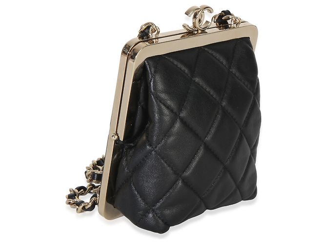 Clutch Chanel Black Quilted Lambskin CC Frame Clutch Con Catena Nero - vista 4