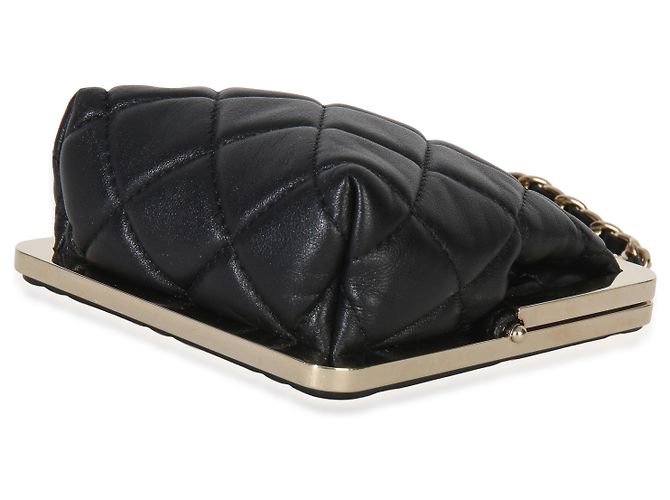 Clutch Chanel Black Quilted Lambskin CC Frame Clutch Con Catena Nero - vista 6