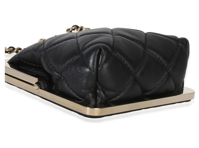 Clutch Chanel Black Quilted Lambskin CC Frame Clutch Con Catena Nero - vista 7