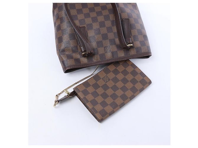 Borsa a tracolla Louis Vuitton Malle Damier Ebene marrone N42240 Rosso - vista 11