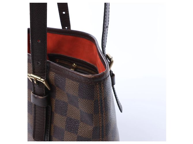 Borsa a tracolla Louis Vuitton Malle Damier Ebene marrone N42240 Rosso - vista 4