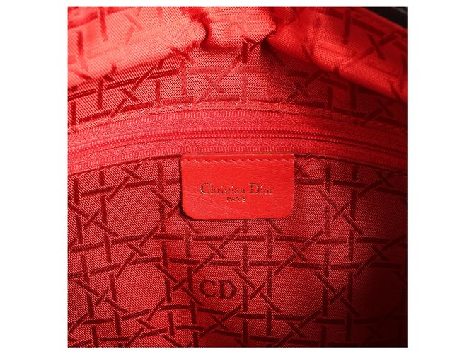 Borsa a mano 2Way Lady Dior Large Cannage Nylon x Patent Leather in Nero Rosso - vista 10