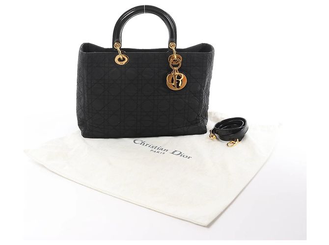Borsa a mano 2Way Lady Dior Large Cannage Nylon x Patent Leather in Nero Rosso - vista 16
