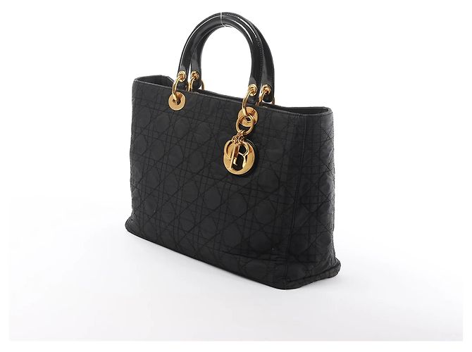 Borsa a mano 2Way Lady Dior Large Cannage Nylon x Patent Leather in Nero Rosso - vista 2