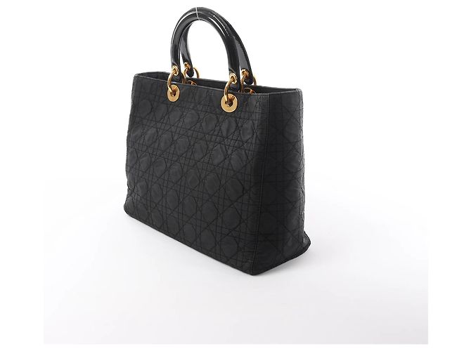 Borsa a mano 2Way Lady Dior Large Cannage Nylon x Patent Leather in Nero Rosso - vista 4