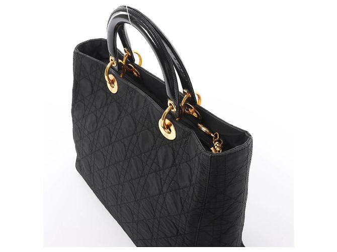 Borsa a mano 2Way Lady Dior Large Cannage Nylon x Patent Leather in Nero Rosso - vista 5