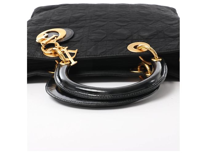 Borsa a mano 2Way Lady Dior Large Cannage Nylon x Patent Leather in Nero Rosso - vista 6