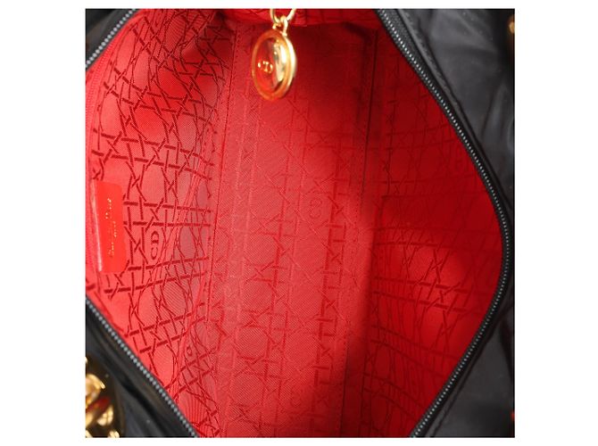 Borsa a mano 2Way Lady Dior Large Cannage Nylon x Patent Leather in Nero Rosso - vista 9