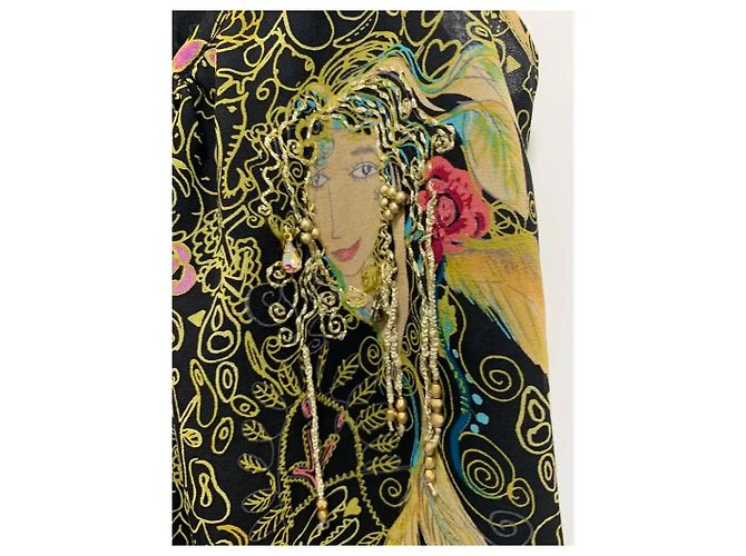 Tsumori Chisato Top de seda Chisato con estampado de sirenas y rostros Negro Multicolor - vista 2