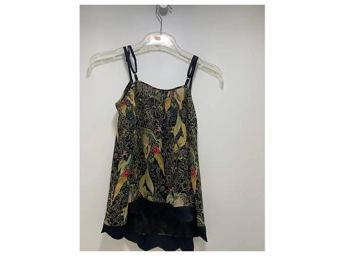 Tsumori Chisato Top de seda Chisato con estampado de sirenas y rostros Negro Multicolor - vista 4