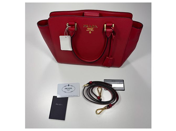 Borsa Prada in pelle Saffiano e Soft Calf Red Fuoco 1BA113 Rosso - vista 15