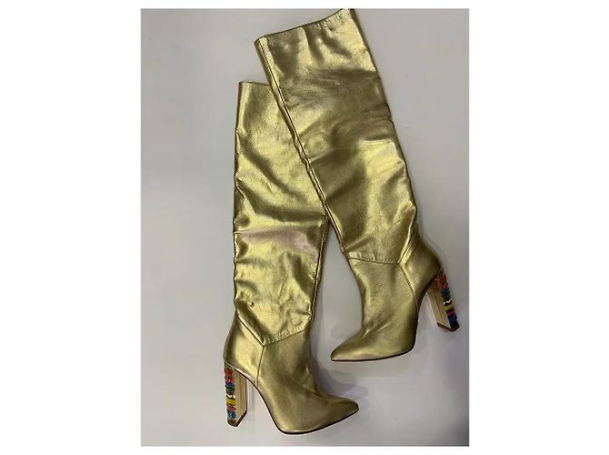 Autre Marque Adam K Paris Botas Altas Cuero Dorado Multicolor - vista 2