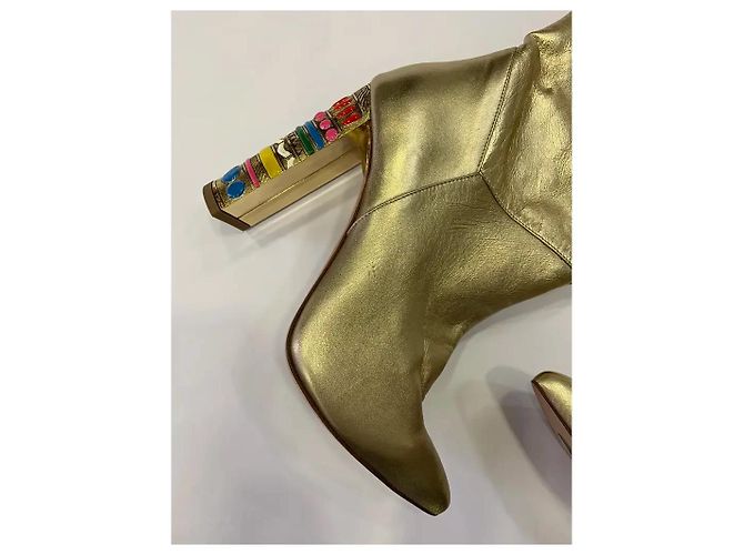 Autre Marque Adam K Paris Botas Altas Cuero Dorado Multicolor - vista 3