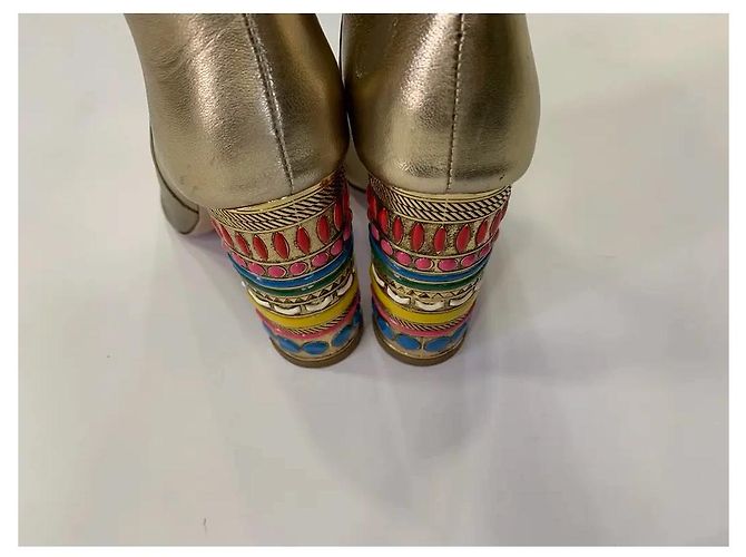 Autre Marque Adam K Paris Botas Altas Cuero Dorado Multicolor - vista 5