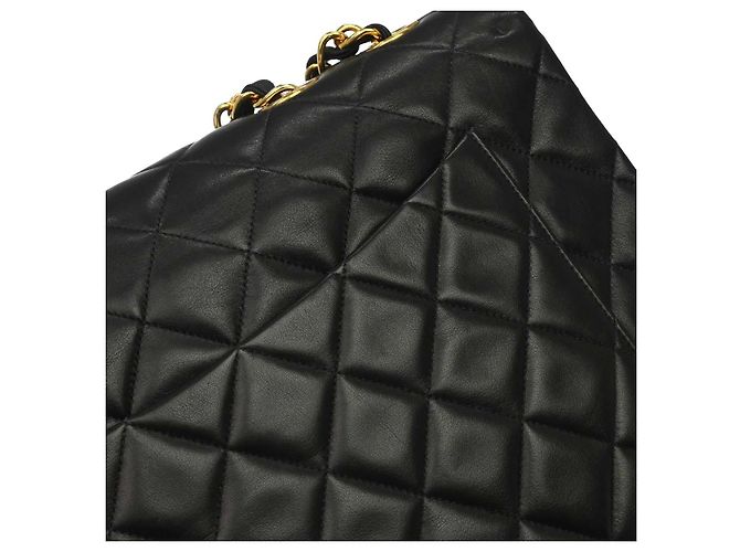 Chanel Vintage CC Chain Flap Shoulder Quilted Lambskin XL Noir - vue 6