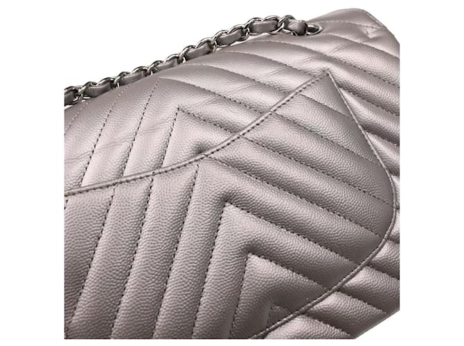 Chanel Timeless - Classic Double Flap Bag Leather medium Argento - vista 7