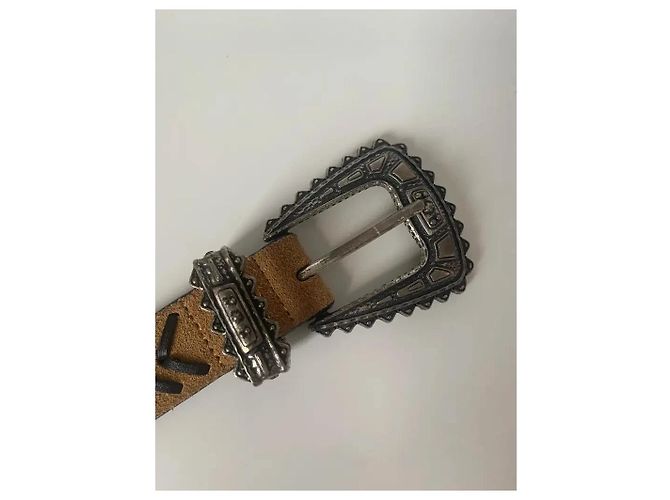 The Kooples Western Ledergürtel aus Wildleder Braun Schwarz - Ansicht 2