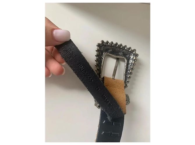 The Kooples Western Ledergürtel aus Wildleder Braun Schwarz - Ansicht 5