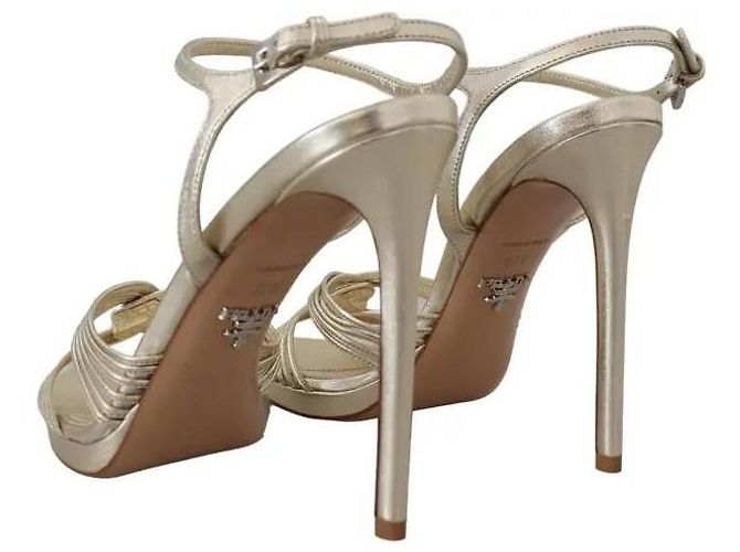 Prada Gold Metallic Sandalen mit Absatz EU 39.5 Golden - Ansicht 5