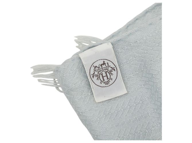 Hermès Bufanda de cachemira y seda azul Hermes - vista 4