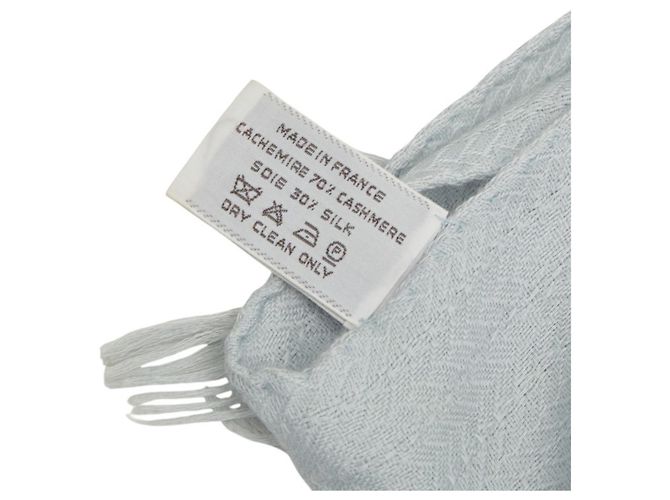Hermès Bufanda de cachemira y seda azul Hermes - vista 5