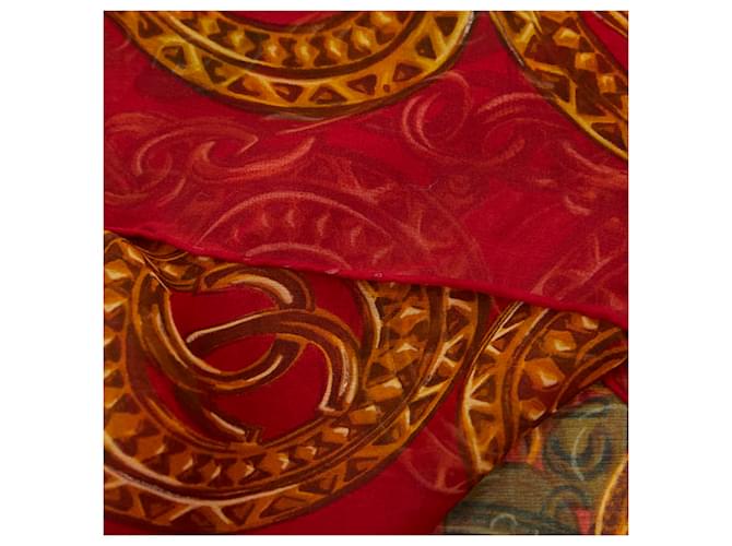 Sciarpa grande in seta stampata Chanel Rosso - vista 2