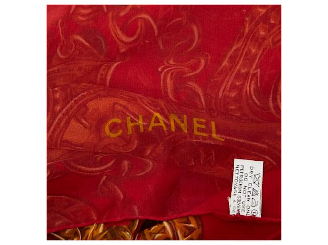 Sciarpa grande in seta stampata Chanel Rosso - vista 3