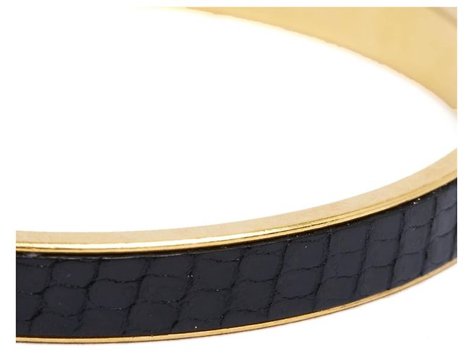 Hermès Bracciale Kelly Pelle Nera Metallo Dorato Nero D'oro - vista 4