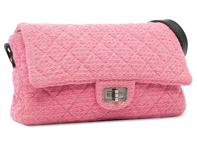 Borsa a tracolla Chanel Pink Tweed Mademoiselle Lock 2009 - vista 3