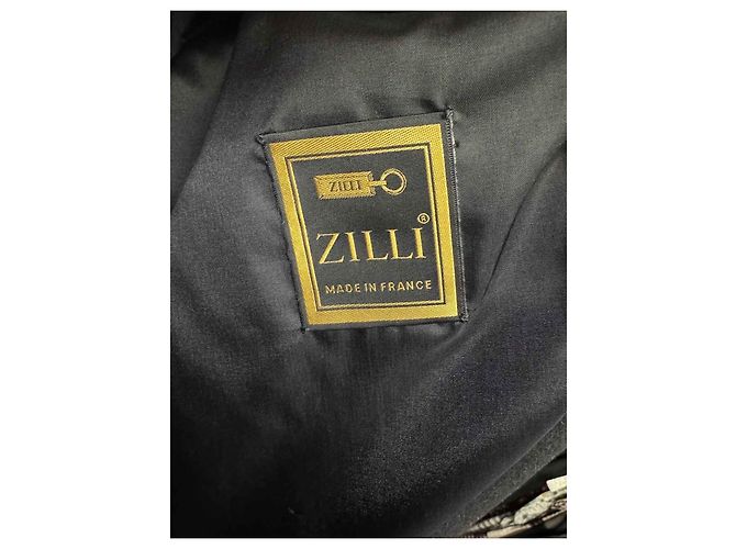 Abrigo gris Zilli con ribete de piel sintética desmontable - Talla L de segunda mano - vista 5