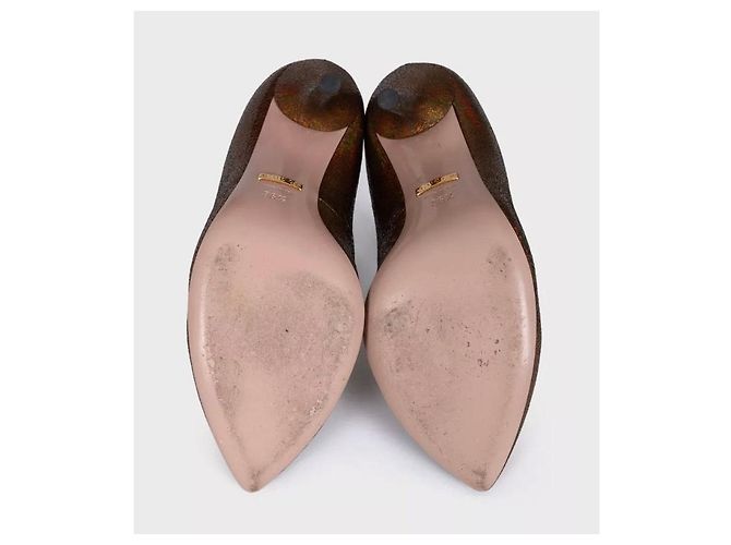 Gucci Braune Leder T-Strap Stiletto Pumps Größe 36.5 gebraucht - Ansicht 5