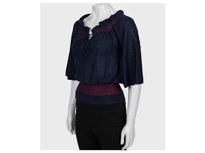 Camicetta in cashmere e seta a righe blu Christian Dior - IT40/S usato - vista 2